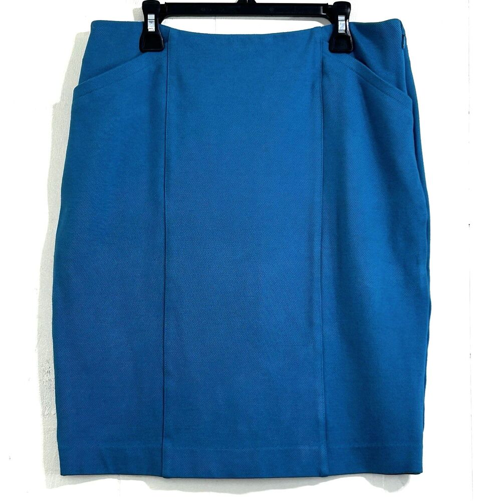CABI Teal Blue Skirt Size 4 Sigourney Side Zip Office Mini Pencil Skirt Size 4
